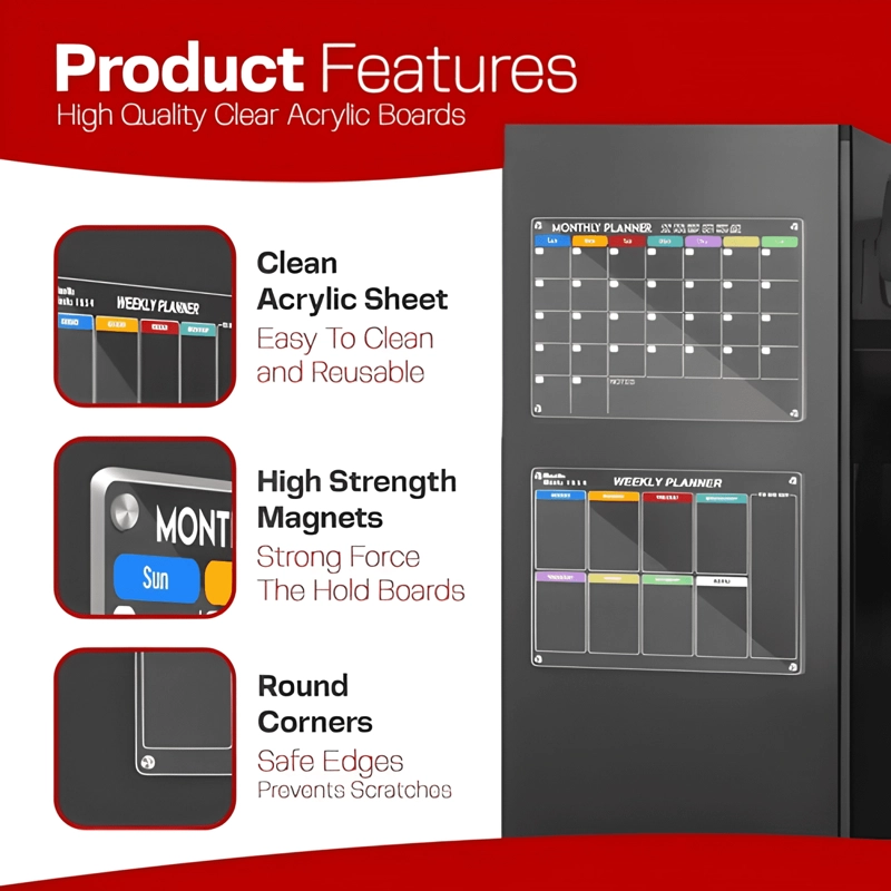 PACK 2 PIZARRAS PLANNER MENSUAL - SEMANAL, IMAN #17 - 1