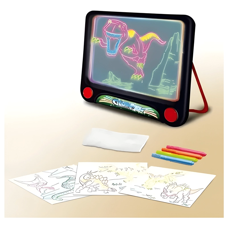 PIZARRA MAGICA 3D LED YI MA TOYS CON PLUMONES NEON NEGRO - 4