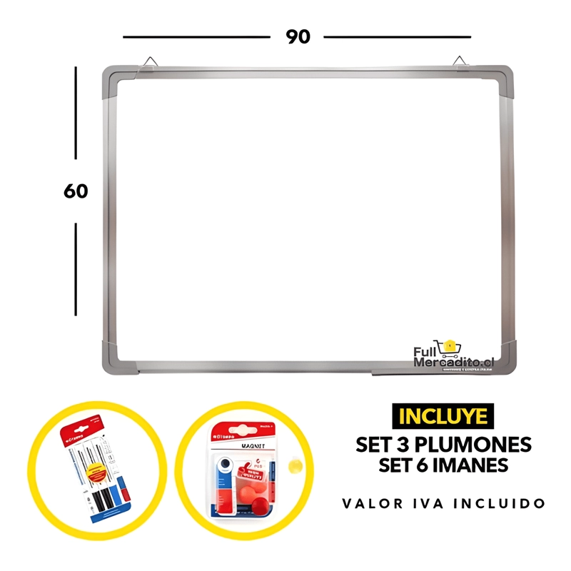 SET PIZARRA ACRILICA BLANCA (60X90)- 3 MARCADORES - 6 #3 - 1