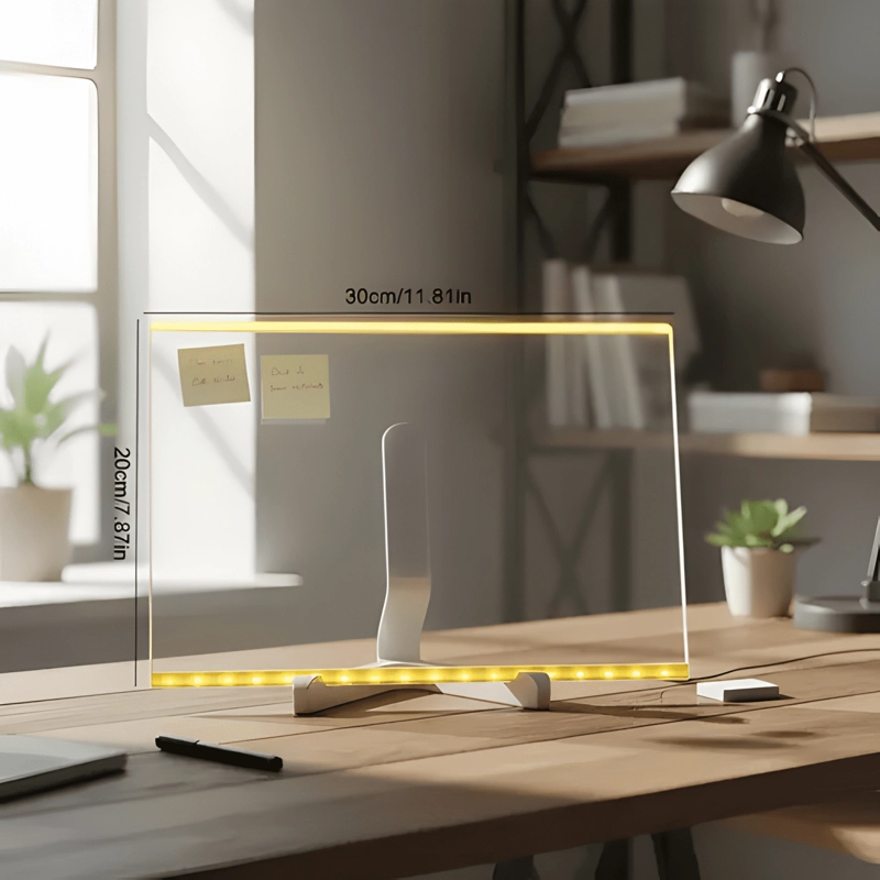 PIZARRA LED TRANSPARENTE ACRILICA 20X30 CM LUZ + 7 PLUMONES - 4