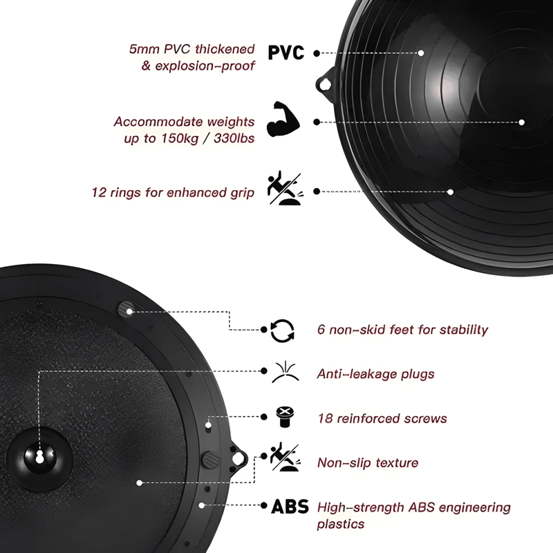MEDIO BALON PELOTA PLATAFORMA EJERCICIOS BOSU 46 CM - 2