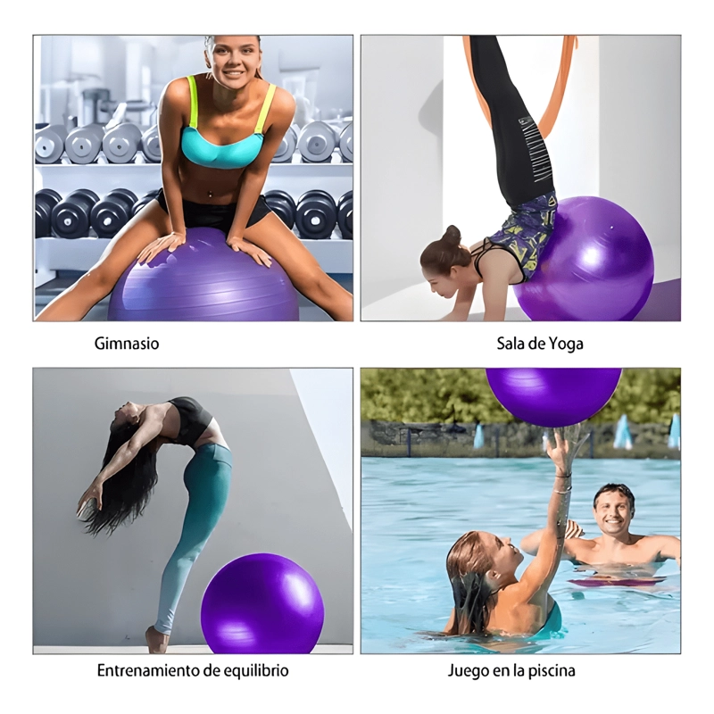 PELOTA FITNESS DE EJERCICIO PARA YOGA PILATES CON BOMBA 55CM - 3
