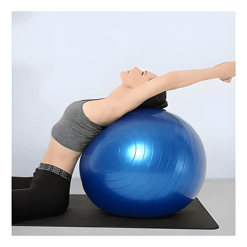 PELOTA BALON YOGA PILATES CON INFLADOR RAKROSE 55 CM AZUL - 3