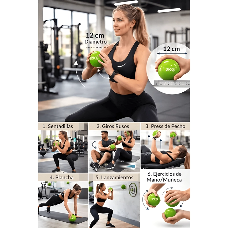 BALON MEDICINAL DE SILICONA DE 2 KG SIN REBOTE - 2