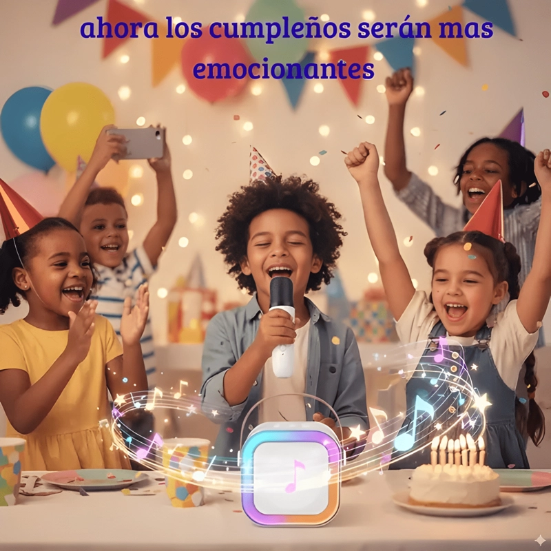 PARLANTE BLUETOOTH KARAOKE INFANTIL CON MICROFONO LUCES LED - 3