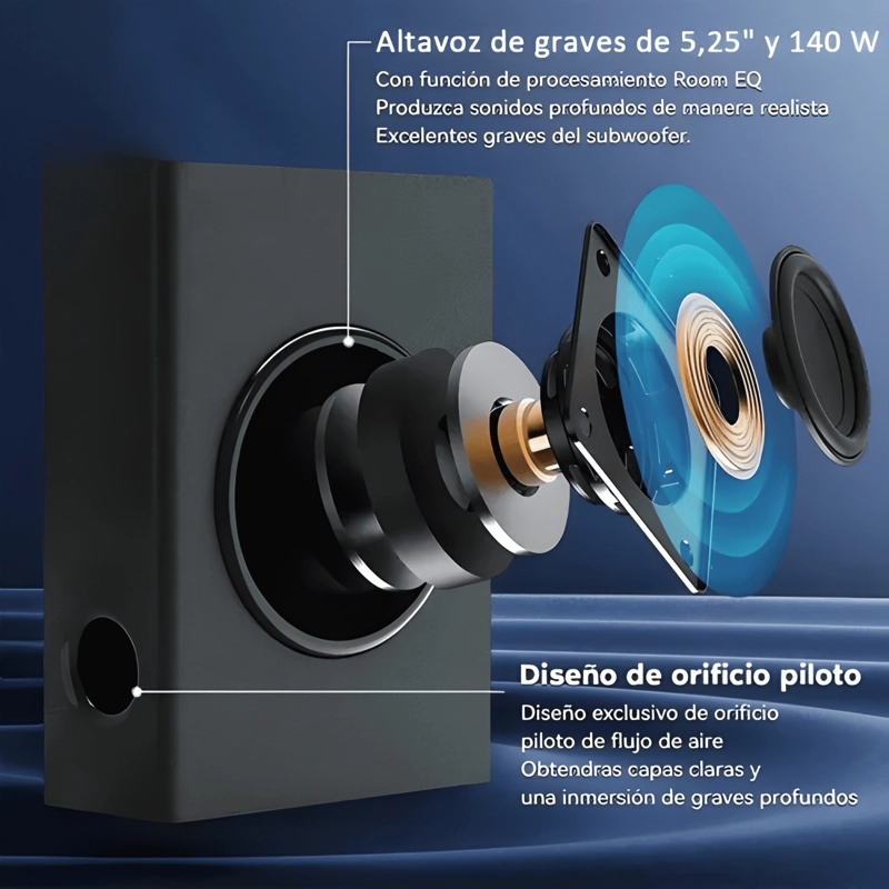 BARRA DE SONIDO 2 1 CANALES CON SUBWOOFER 140W HOME THEATRE - 2