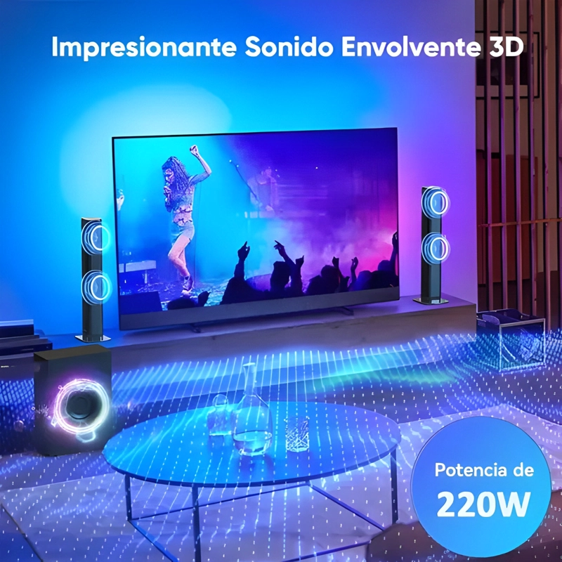 BARRA DE SONIDO 2 1 CANALES CON SUBWOOFER 140W HOME THEATRE - 3