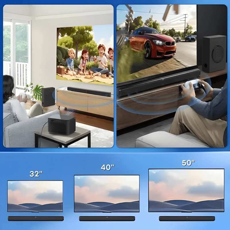 BARRA DE SONIDO 2 1 CANALES CON SUBWOOFER 140W HOME THEATRE - 4