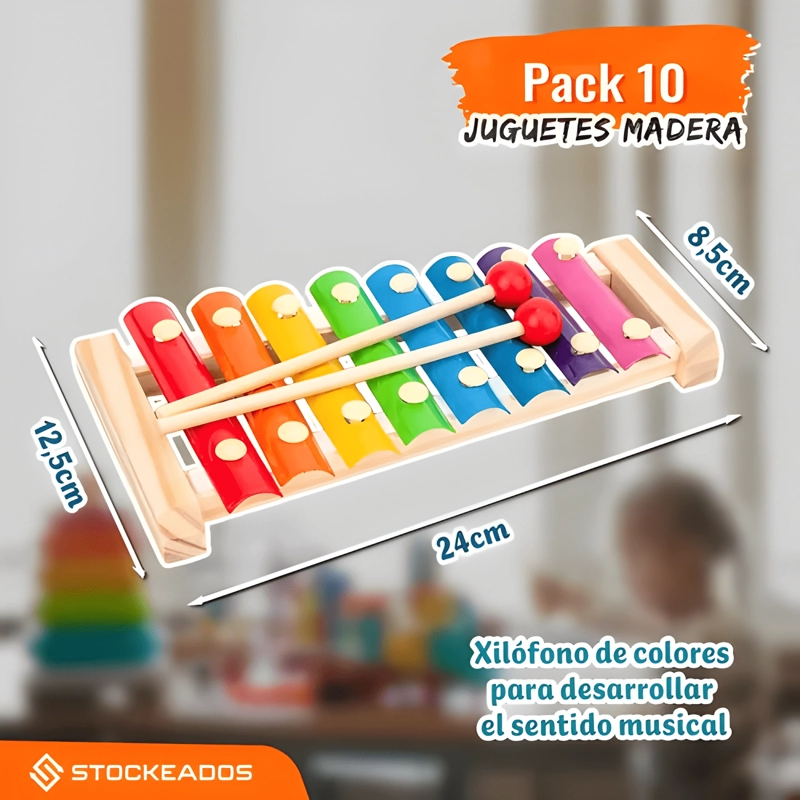 PACK 5 JUGUETES DIDACTICO MADERA MONTESSORI EDUCATIVO - 3