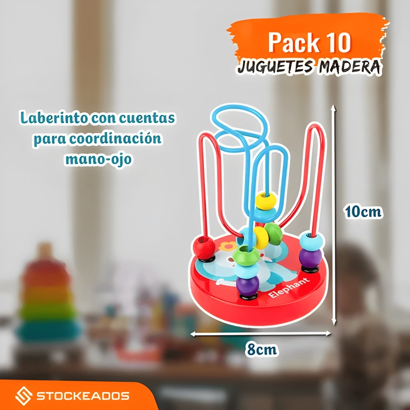 PACK 5 JUGUETES DIDACTICO MADERA MONTESSORI EDUCATIVO - 4