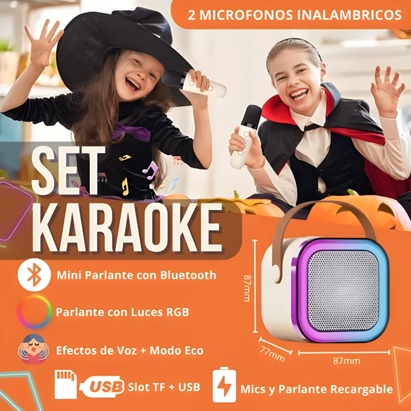 2 MICROFONOS INALAMBRICOS KARAOKE EFECTOS VOZ + BEIGE #1 - 1