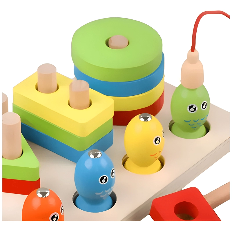 CLASIFICADOR MADERA PUZZLE NIÑOS PESCA MAGNE TICA BLOQUES - 2