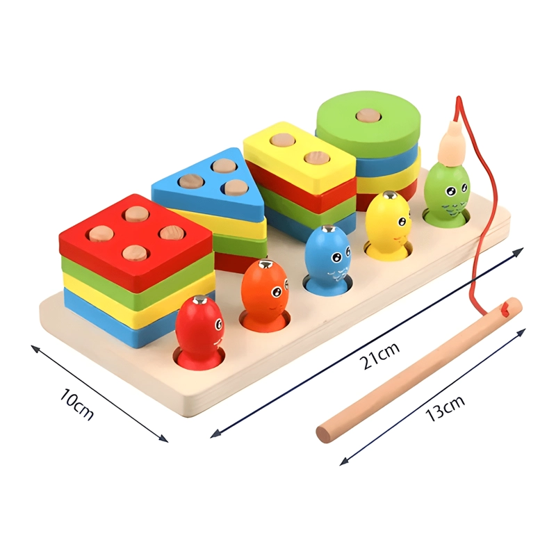 CLASIFICADOR MADERA PUZZLE NIÑOS PESCA MAGNE TICA BLOQUES - 3