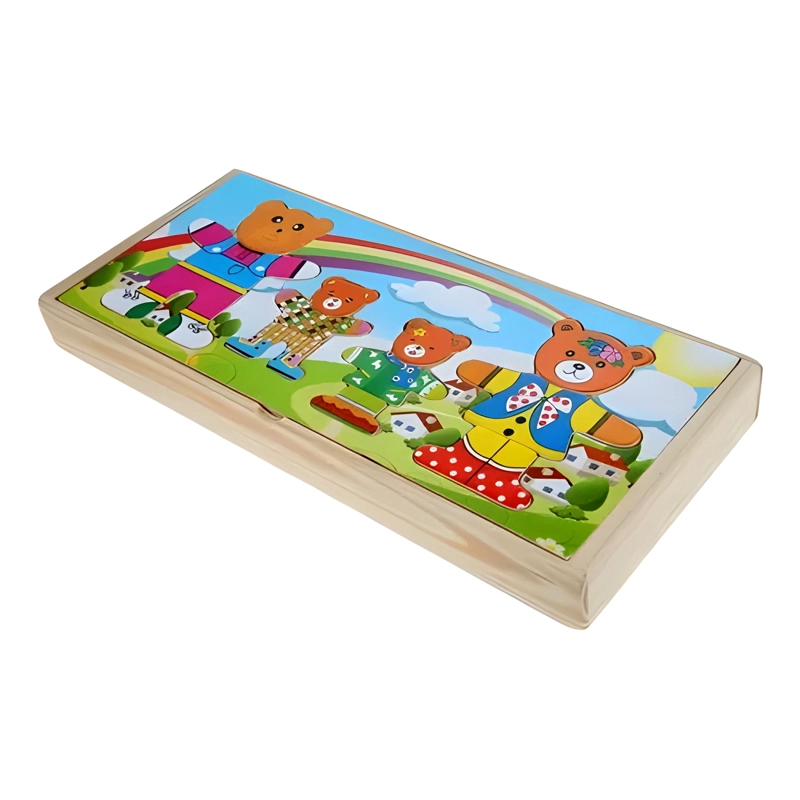 PUZZLE DE ENCAJE FAMILIA OSO DE MADERA 6 CAMBIOS DE ROPA - 2