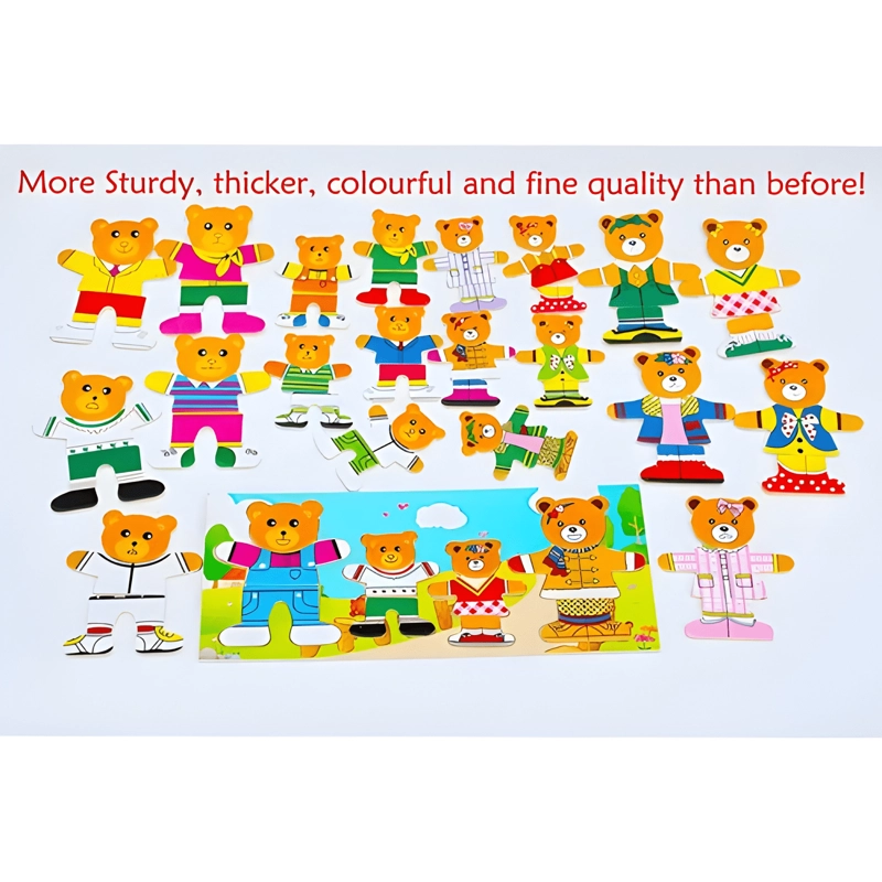 PUZZLE DE ENCAJE FAMILIA OSO DE MADERA 6 CAMBIOS DE ROPA - 4