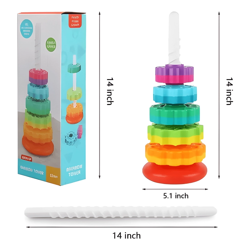 JUGUETES GIRATORIOS APILABLES TORRE RAINBOW JUEGO MONTESSORI - 1