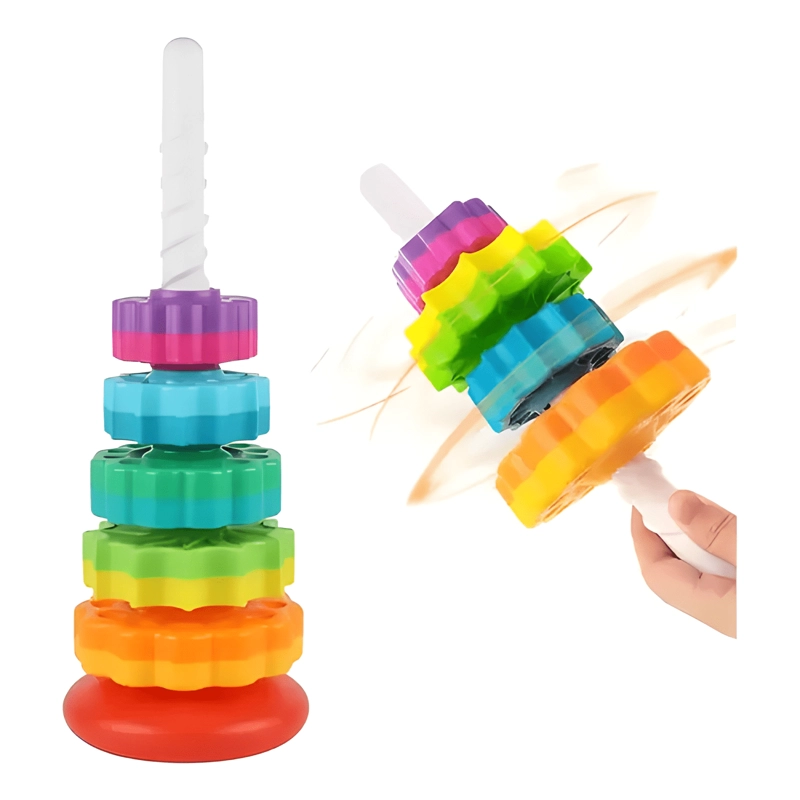 JUGUETES GIRATORIOS APILABLES TORRE RAINBOW JUEGO MONTESSORI - 3