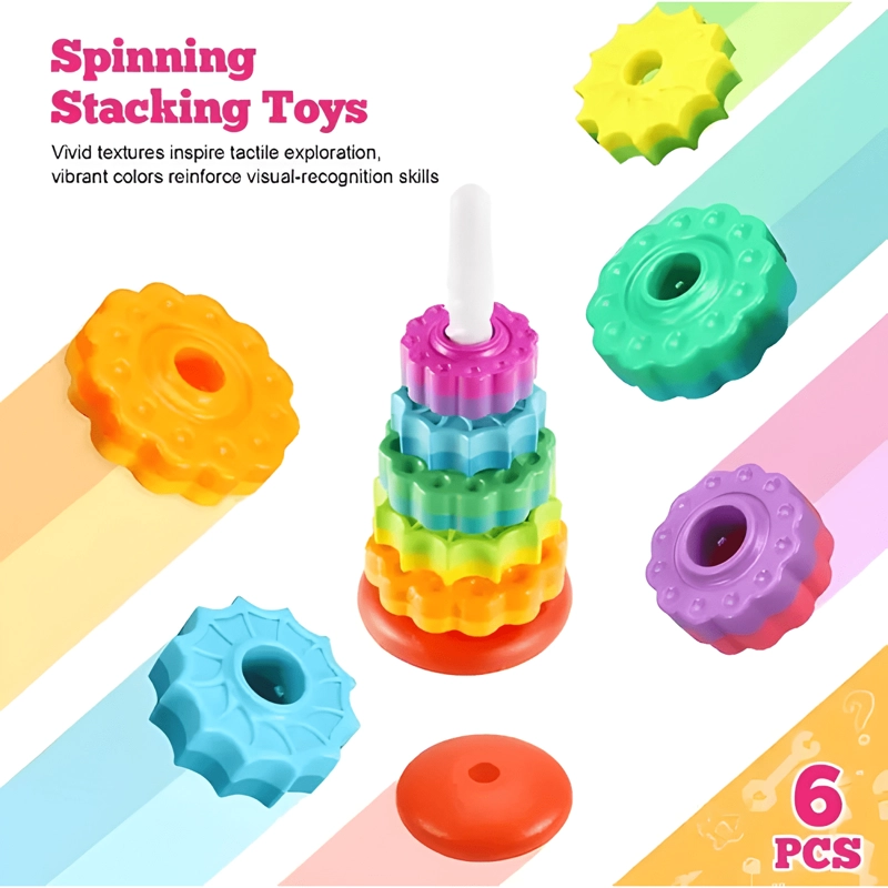 JUGUETES GIRATORIOS APILABLES TORRE RAINBOW JUEGO MONTESSORI - 4