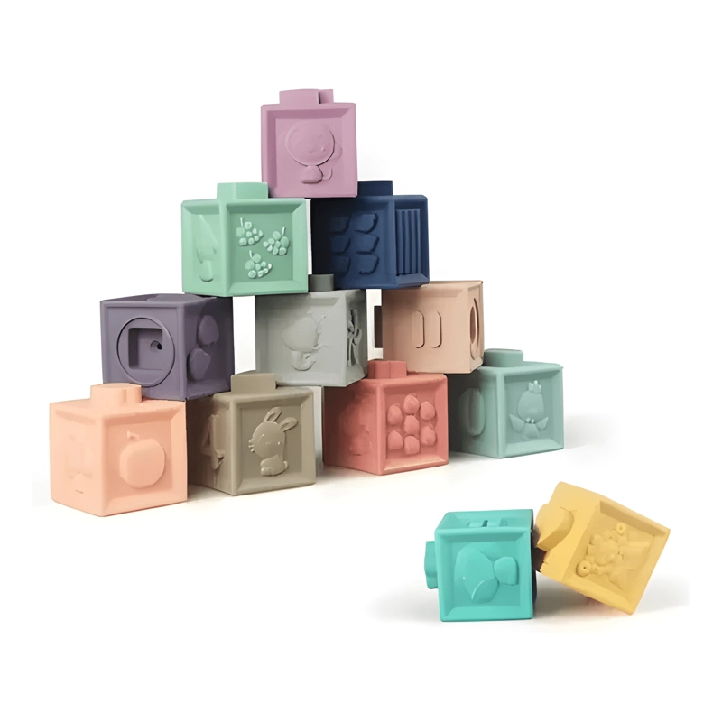 BLOQUE DE JUGUETE DE SILICON SENSORIAL DIDACTICO BEBE  ANIMAL - 1