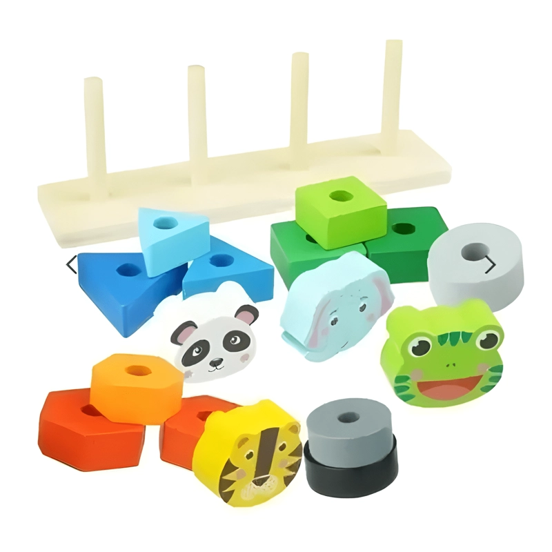 JUGUETE DIDACTICO TORRE DE ENCAJE ANIMALES Y FIGURAS NIÑOS - 1