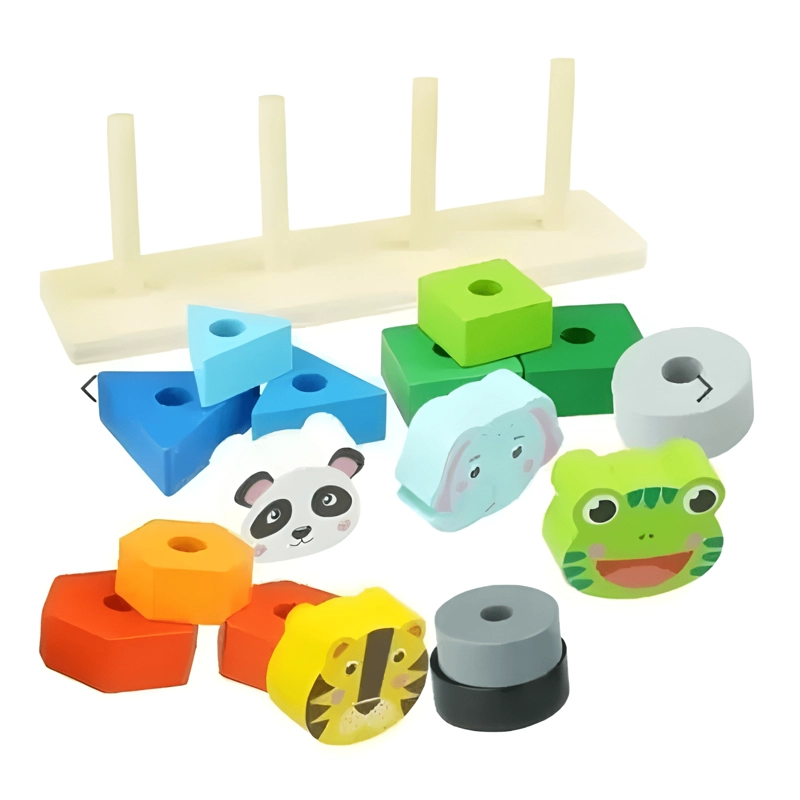 JUGUETE DIDACTICO TORRE DE ENCAJE ANIMALES Y FIGURAS NIÑOS - 2
