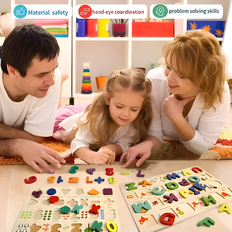 JUEGO DIDACTICO NUMEROS LETRAS ENCAJE MADERA MARRON CLARO - 3