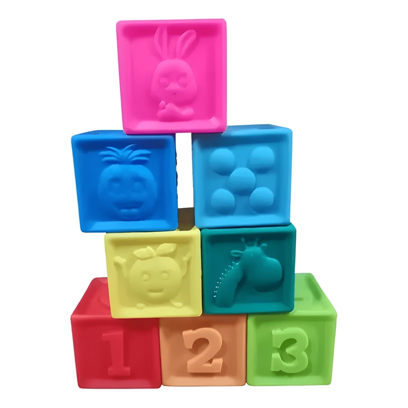 JUGUETE DE 8 CUBOS DE BEBE S APILABLE MONTESSORI SILICONA - 2