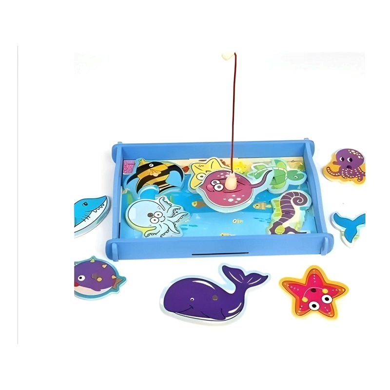 JUEGO DE PESCA MAGNE TICO MADERA MOTRICIDAD FINA MONTESSORI - 1