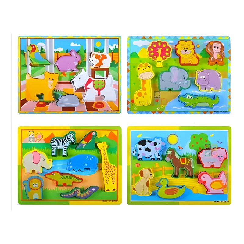 SET X2 PUZZLES MADERA DIDACTICO NUMEROS LETRAS ANIMALES #2 - 1