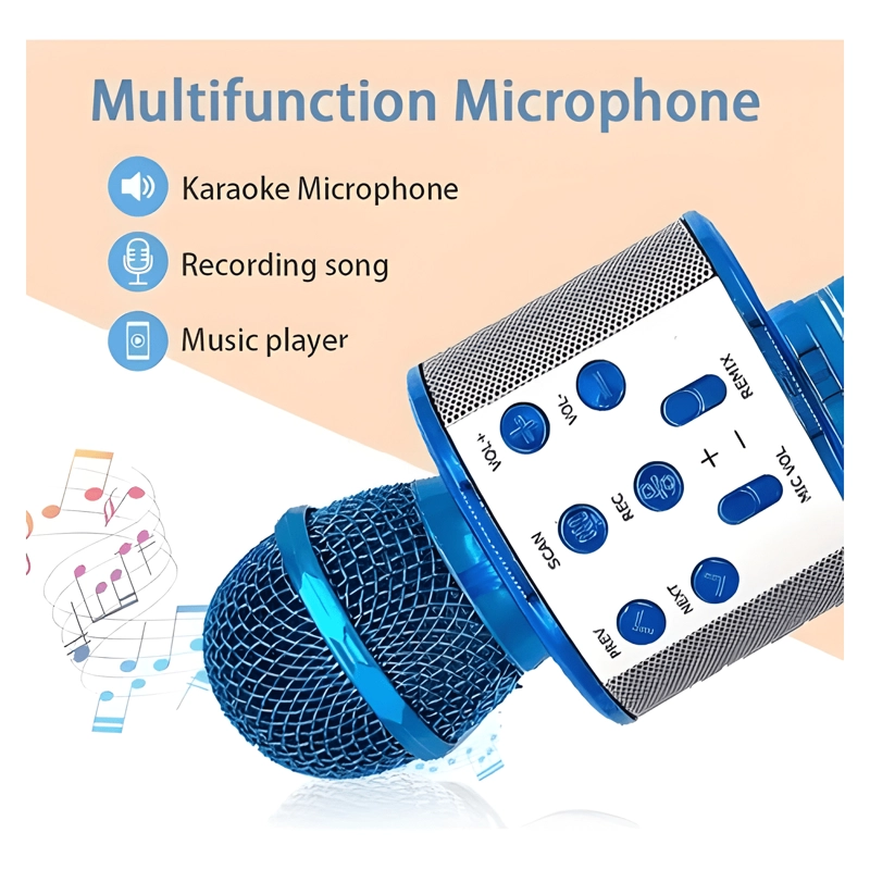MICROFONO INALAMBRICO KARAOKE BOCINA BLUETOOTH ROSA DORADO - 2