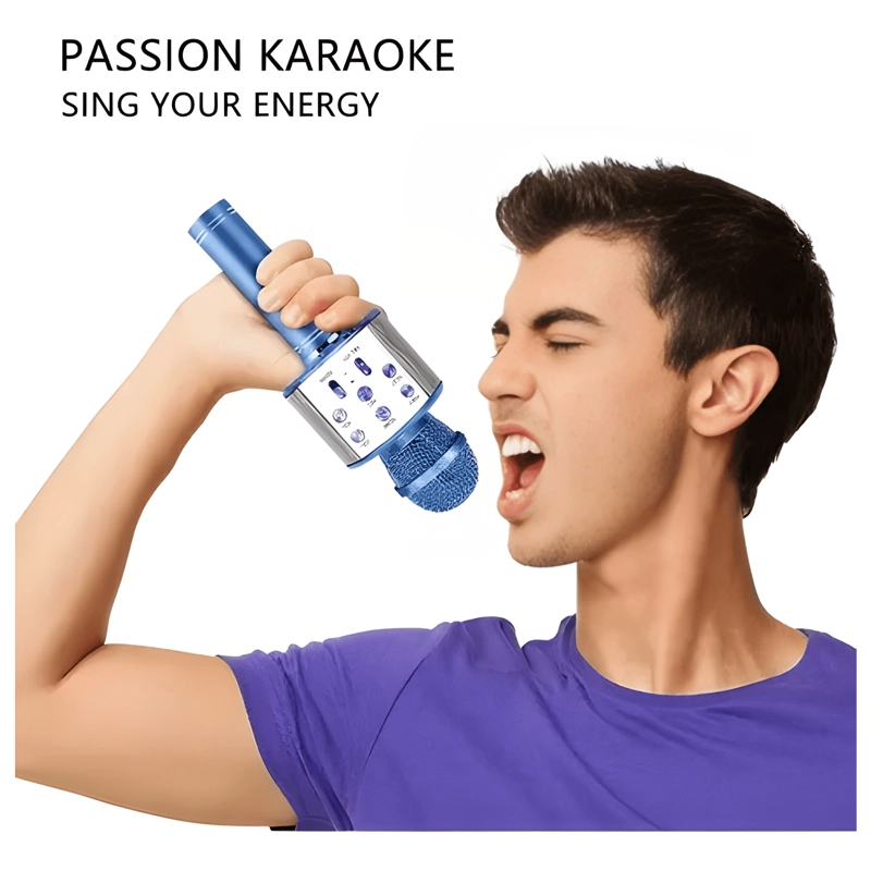 MICROFONO INALAMBRICO KARAOKE BOCINA BLUETOOTH ROSA DORADO - 4