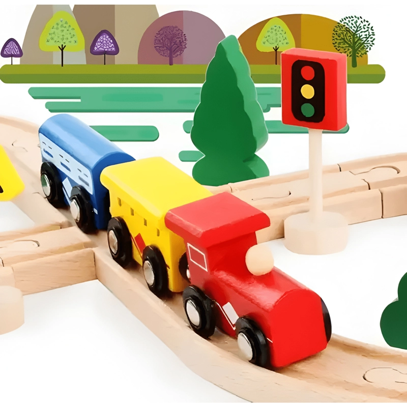 PISTA TREN INFANTIL MADERA DIDACTICO PARA ARMAR - 1