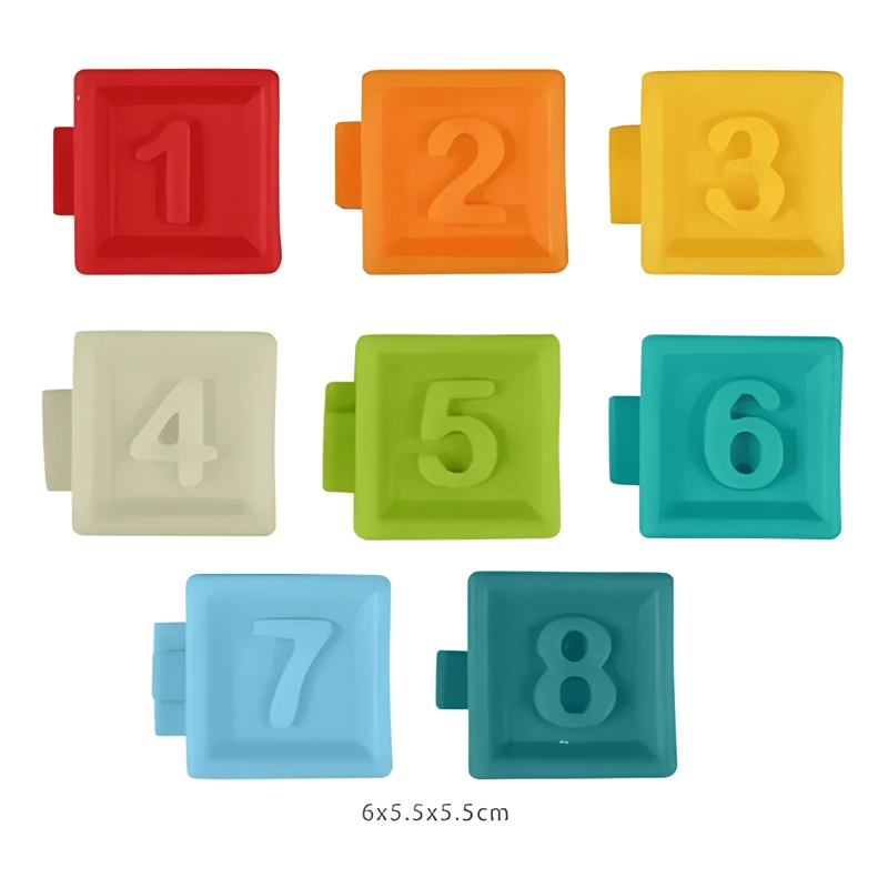 JUGUETE DE 12 CUBOS DE BEBE S APILABLE MONTESSORI SILICONA #1 - 1