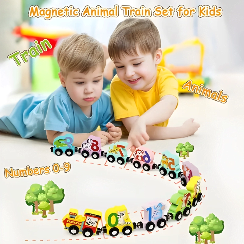 TRENCITO EDUCATIVO DIDACTICO INMANTADO DE MADERA ANIMALES - 1