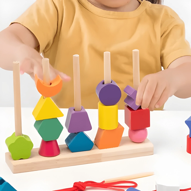 JUEGO DE ENCAJE Y FIGURAS, ENHEBRAR PARA NIÑOS MONTESSORI - 2