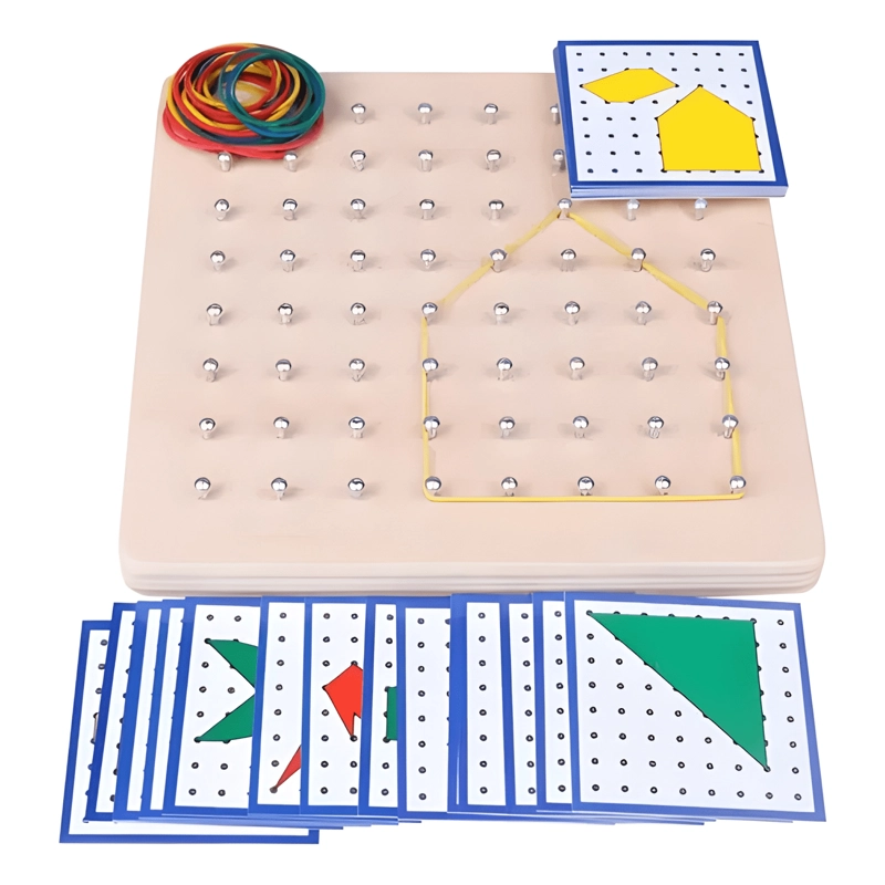 JUEGO DIDACTICO GEOPLANO CON TABLERO DE MADERA ISOME TRICO - 1