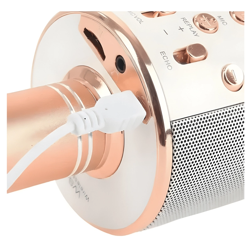 MICROFONO INALAMBRICO PORTATIL BLUETOOTH DE KARAOKE / ROSA - 1