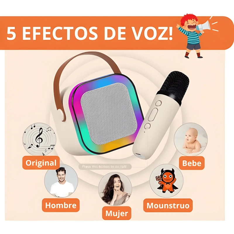 2 MICROFONOS INALAMBRICOS KARAOKE EFECTOS VOZ + BEIGE #2 - 3