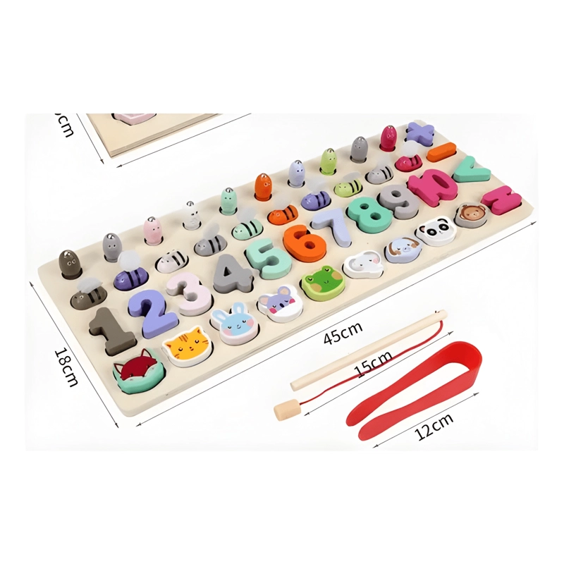 TABLERO EDUCATIVO MONTESSORI ENCAJE, PESCA Y PINZA - 1