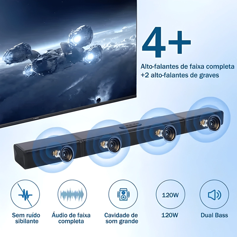 BARRA DE SONIDO 2 1 CANALES CON BARRAS 180W HOME THEATRE TV - 3