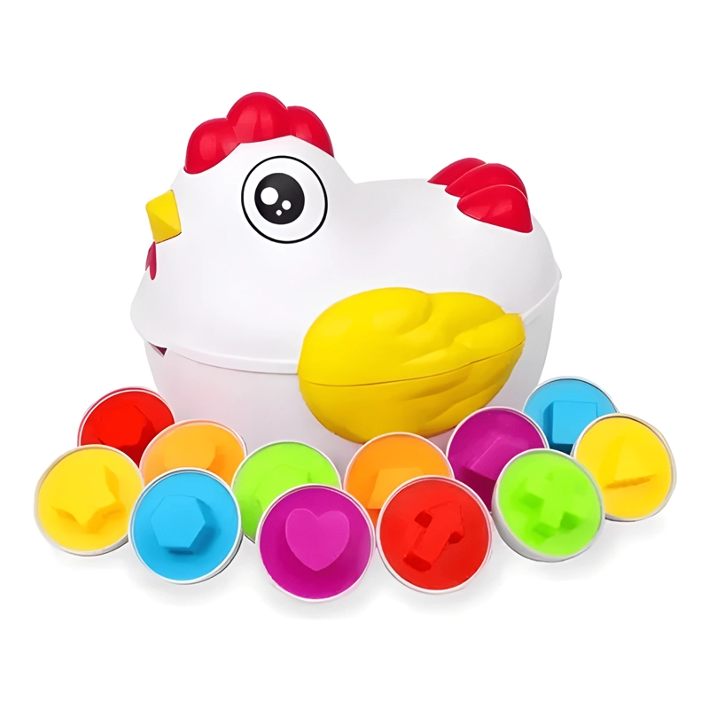 JUEGO DE ENCAJE GALLINA + HUEVOS PARA BEBE NIÑOS APRENDIZAJE - 1