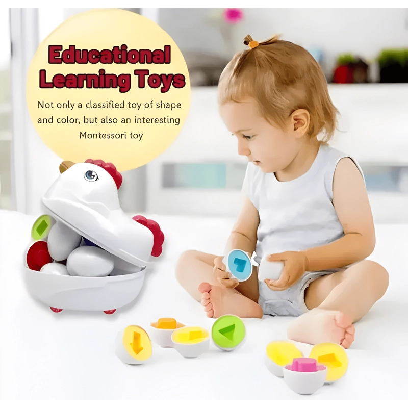 JUEGO DE ENCAJE GALLINA + HUEVOS PARA BEBE NIÑOS APRENDIZAJE - 2