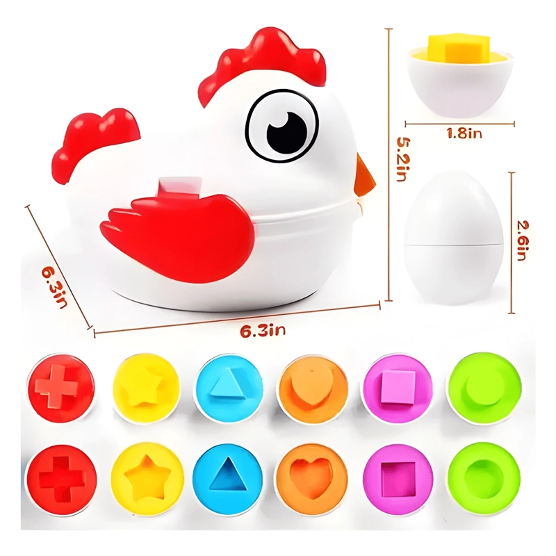 JUEGO DE ENCAJE GALLINA + HUEVOS PARA BEBE NIÑOS APRENDIZAJE - 3