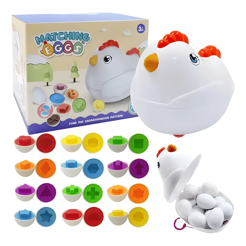 JUEGO DE ENCAJE GALLINA + HUEVOS PARA BEBE NIÑOS APRENDIZAJE - 4