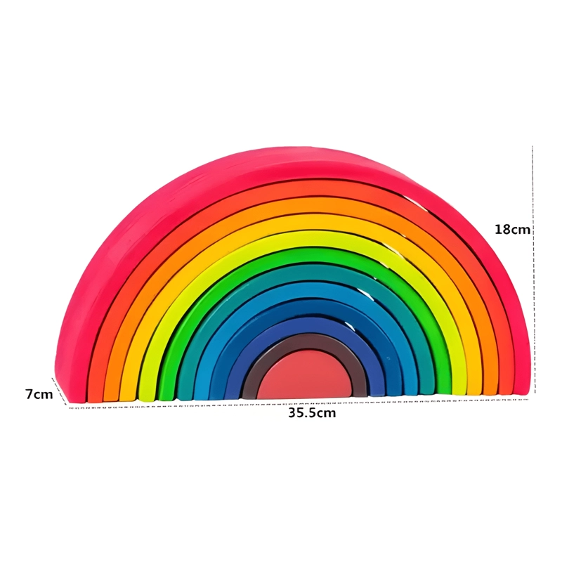 JUEGO APILAMIENTO ARCOIRIS DE MADERA MONTESSORI PARA NIÑOS - 1