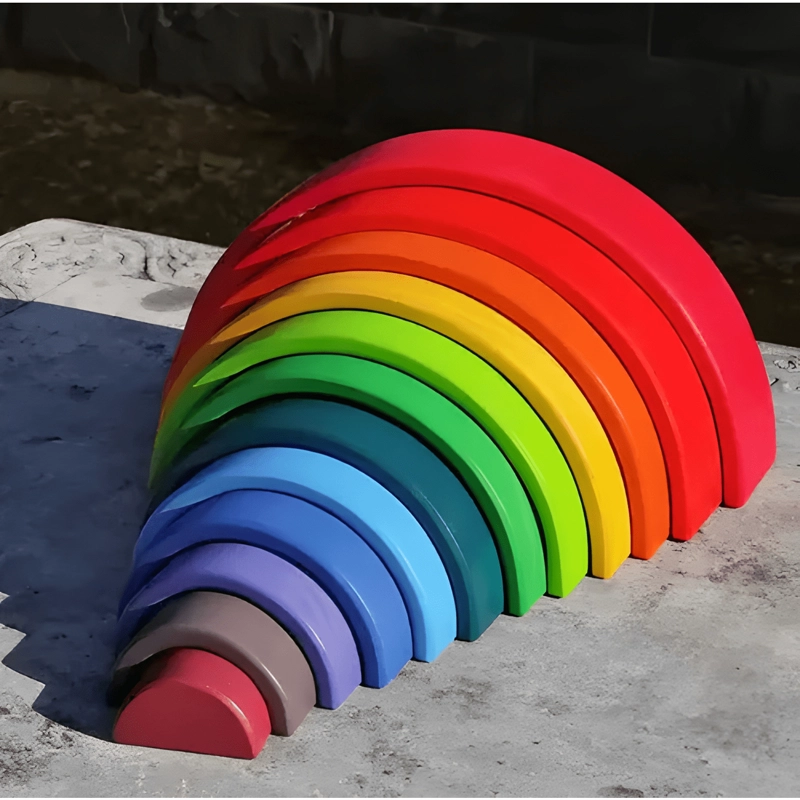 JUEGO APILAMIENTO ARCOIRIS DE MADERA MONTESSORI PARA NIÑOS - 4