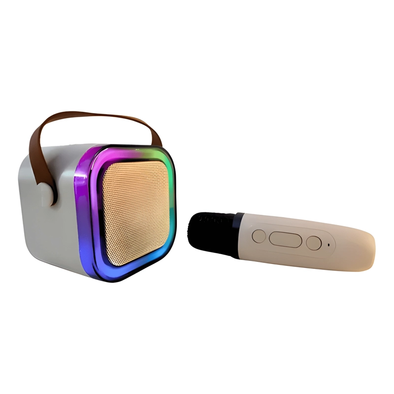 PARLANTE KARAOKE PORTATIL MINI MICROFONO INALAMBRICO BEIGE - 3