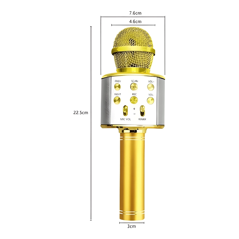 MICROFONO KARAOKE INALAMBRICO BLUETOOTH BOCINA DORADO - 2