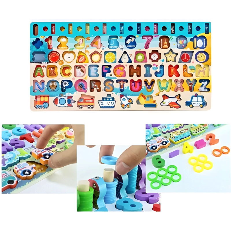 TABLA DIDACTICA MONTESSORI MADERA NUMEROS FIGURAS #2 - 1