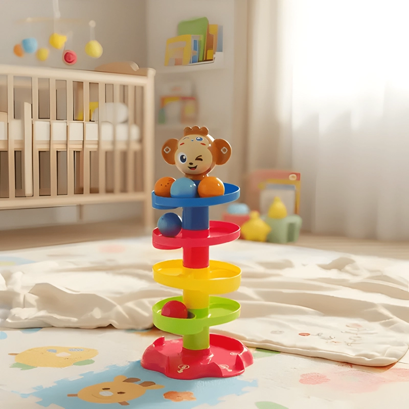 TORRE MONTESSORI DE CAIDA CON BOLAS GIRATORIAS PARA NIÑOS - 1